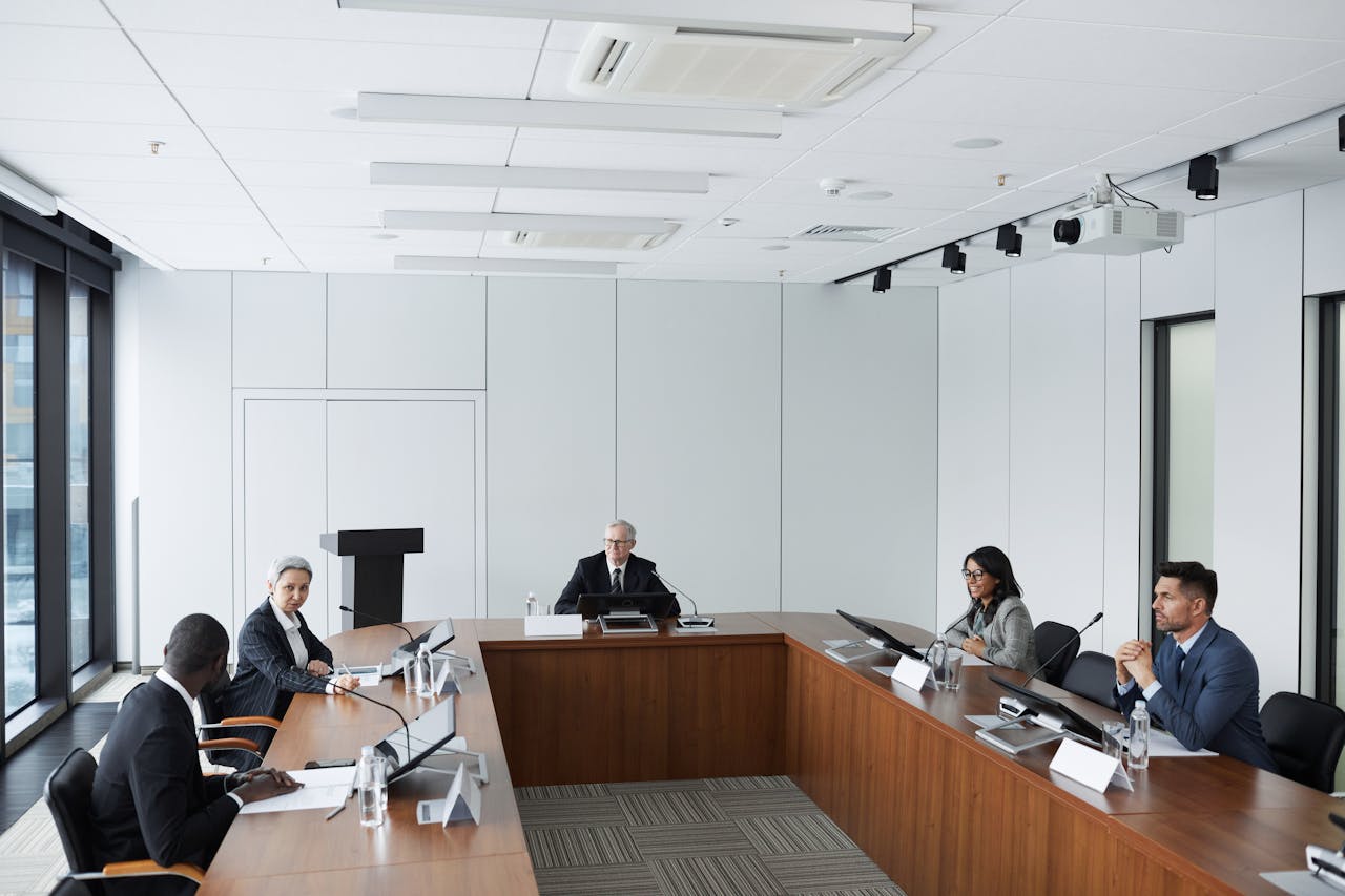 Group having a board meeting